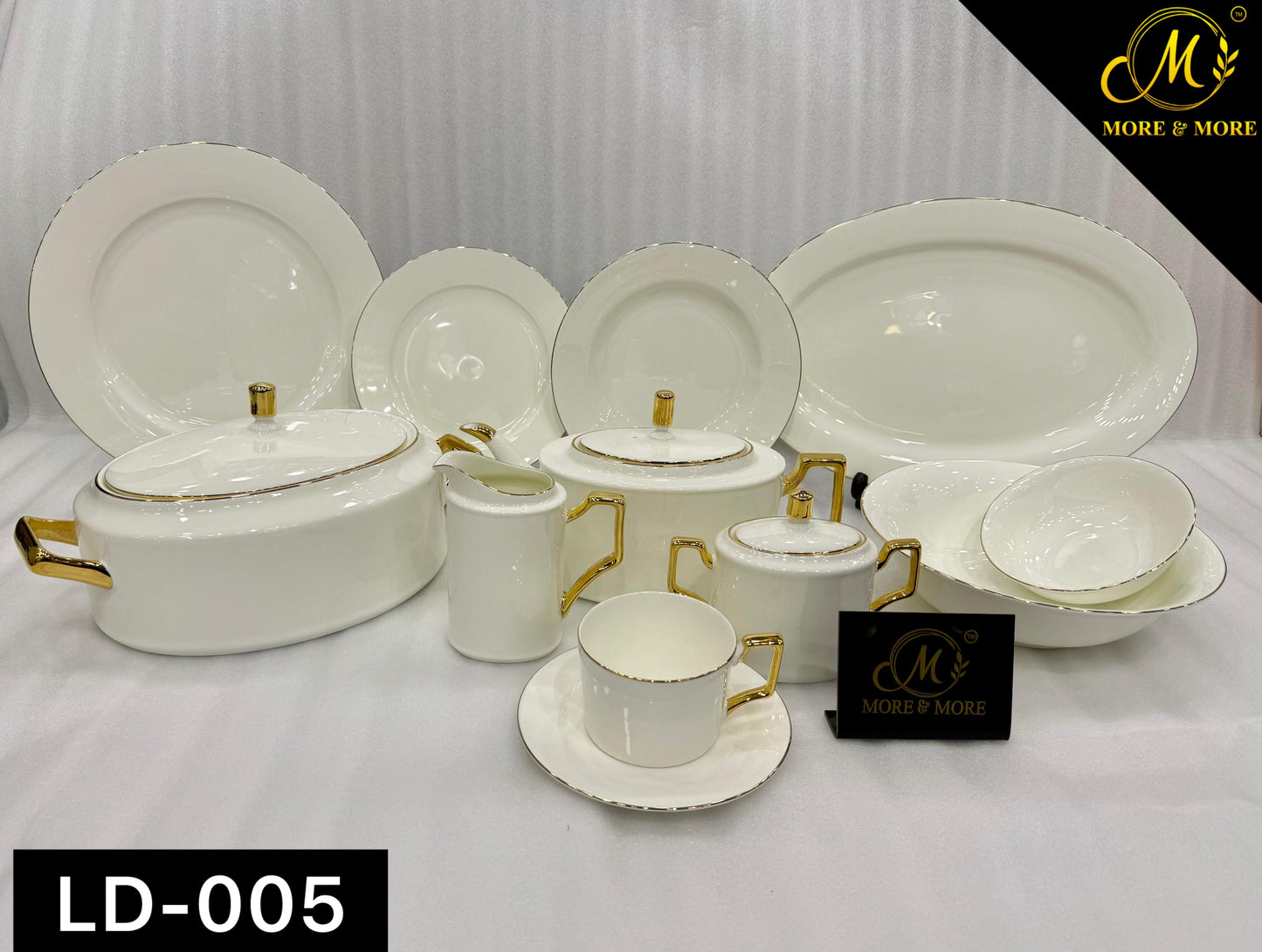 More & More Crockery Super Bone China Dinner Set – 61 Pcs (8-Person) – Design LD-005