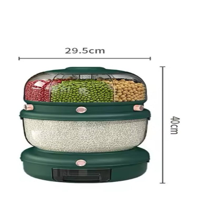 9KG Rotating Sealed Storage Box, Separated Sealed Rice Dispenser, Kitchen Accessories