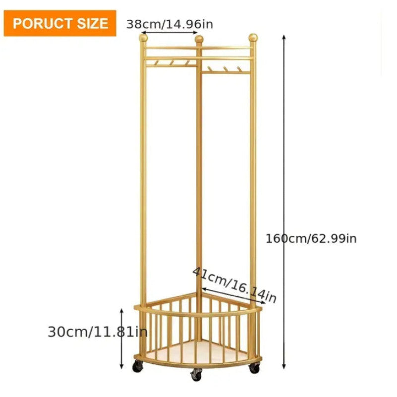 Modern Metal Corner Rack with Wheels | Multi-Purpose Rolling Storage Organizer