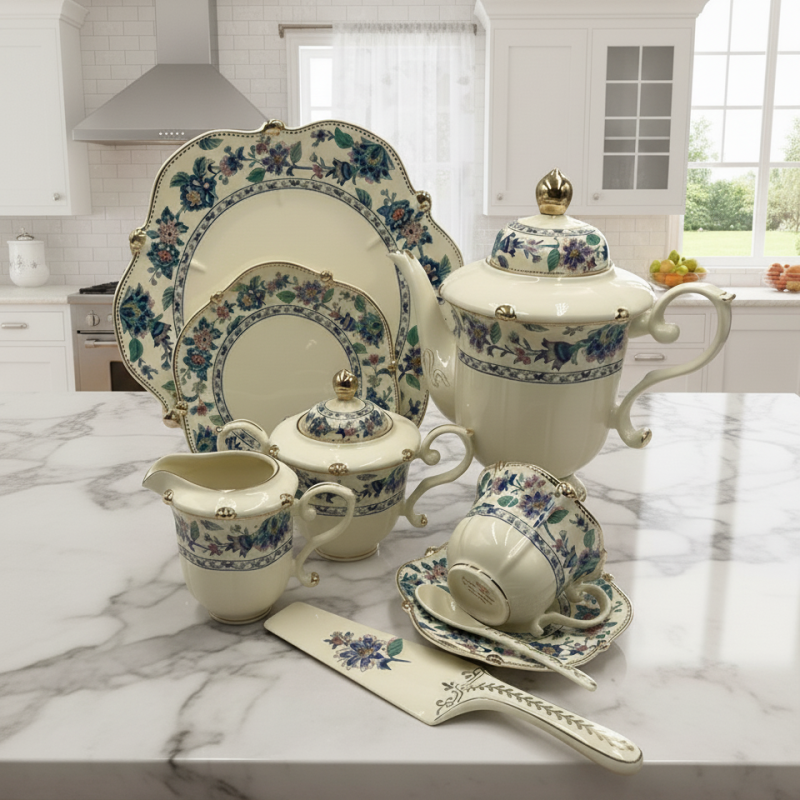 Royal Albert 31 Pcs Tea Set – Design 4 | Elegant Porcelain Tea Set for 6 Persons