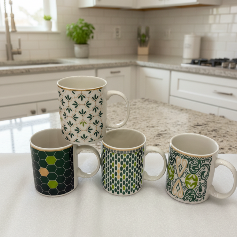 Geometric & Floral Green Mug