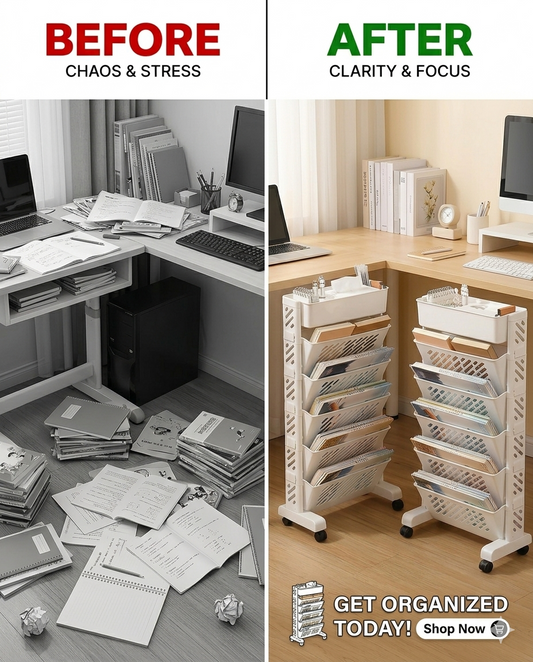 1pc Movable Bookshelf with Wheels Plastic Multilayer Capacity Desk Organizer Table Side Storage Basket Cart for School Classroom Home (6 Layer)