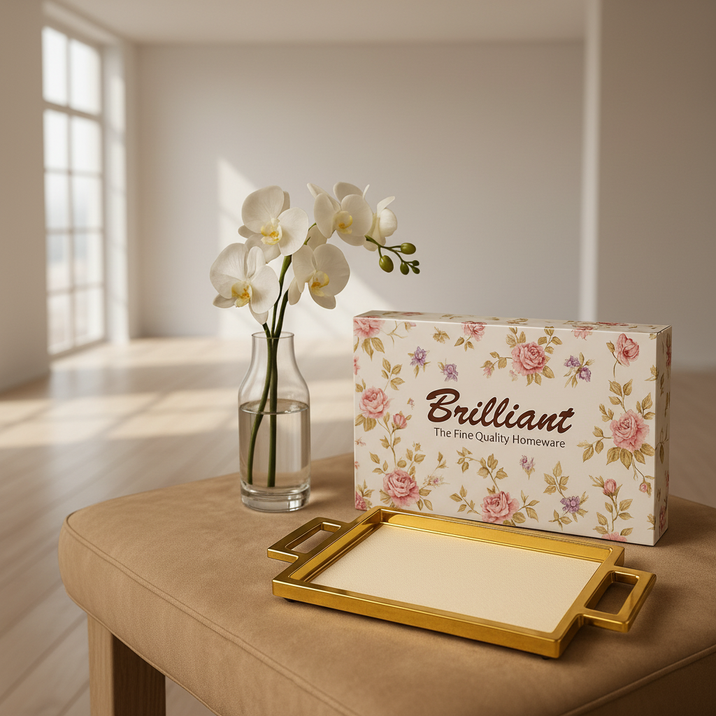 Brilliant Premium Gold Serving Tray – 28×15.5 cm | Luxury Decorative & Serving Tray for Home