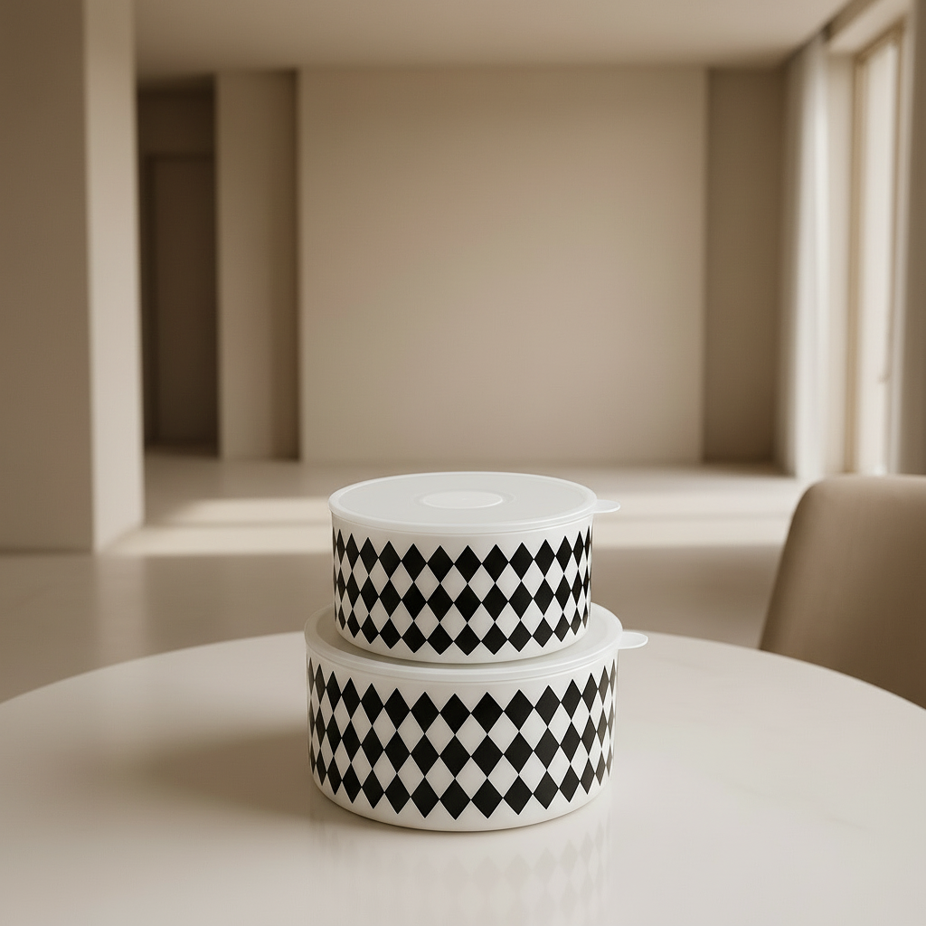 Premium Diamond Pattern Airtight Food Storage Bowl – 1 Pc (Small & Large Sizes Available)