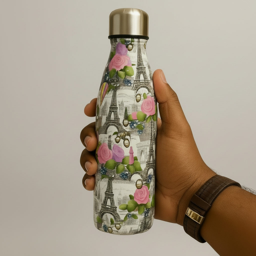 Paris Theme Insulated Water Bottle – Hot & Cold Stainless Steel Travel Bottle