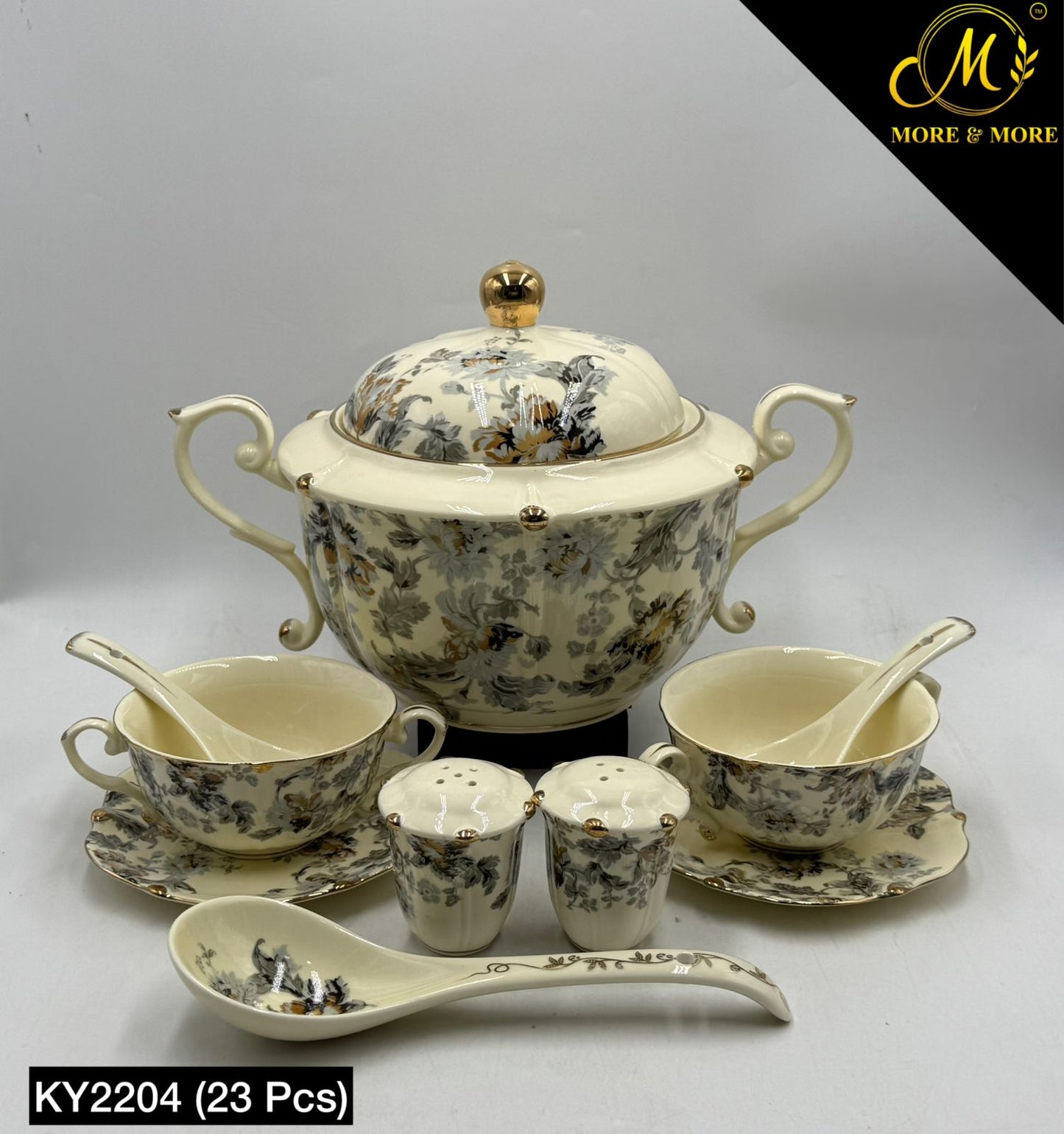 Royal Albert Style 23-Pcs Soup Set | Off-White Body
