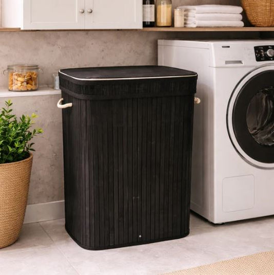 Rectangular Bamboo Laundry Basket