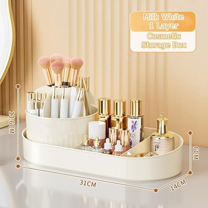Rotating Makeup Organizer, Cosmetic Storage Box, Advanced Cream Style Desktop