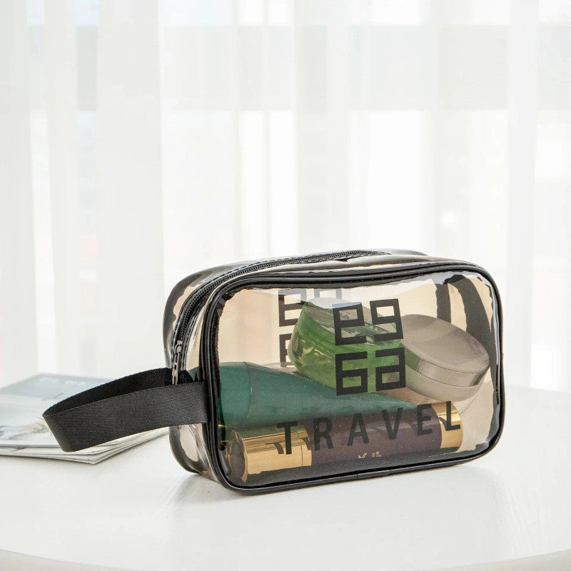 Pack of 3 Large PVC Transparent Cosmetic Bag – Waterproof Handheld Makeup Pouch