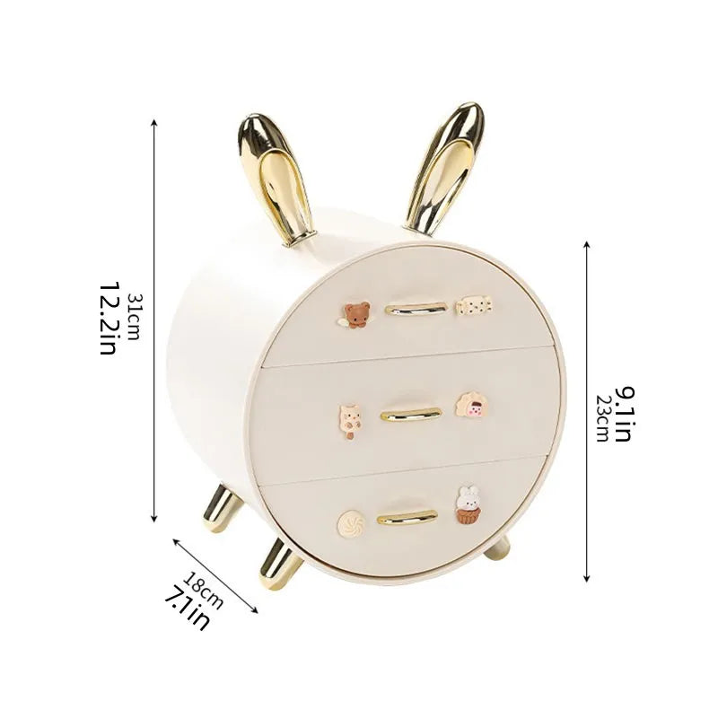Cartoon Bunny Hairpin Storage Box – Multi-Layer Desk Organizer