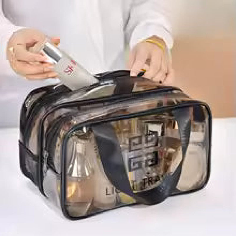 Double Layer Transparent Cosmetic Bag – Large Travel Makeup Organizer