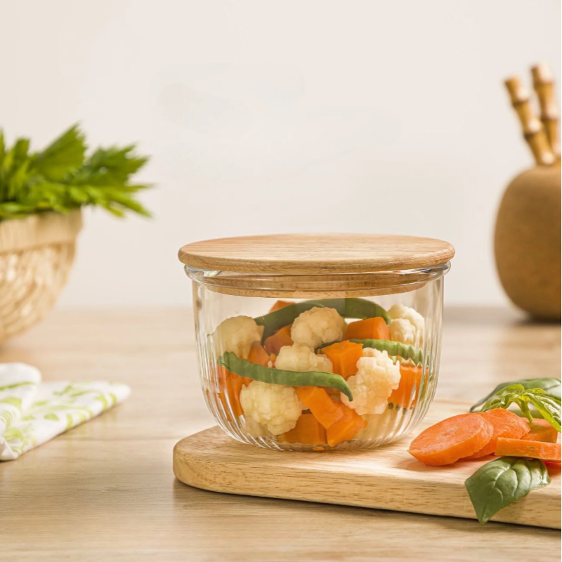 Elegant Fluted Airtight Glass Bowl Set – Premium 3-Piece Storage Containers | Adornia.pk