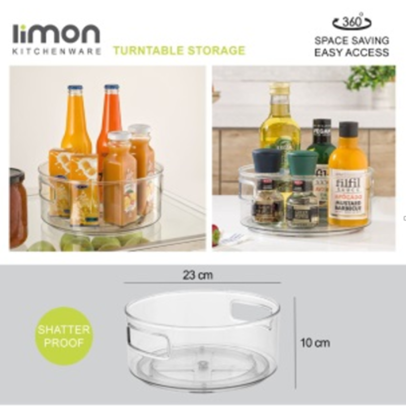 Limon Multi-Use Acrylic Rotatable Tray with Handles – 360° Serving & Storage Organizer (2149) | Adornia.pk
