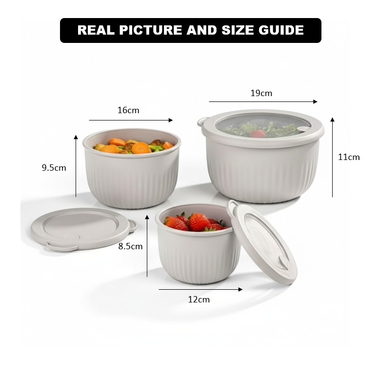 PureVent Stackable 3-Pcs Bowl Set with Vented Lid (2233) by Limon