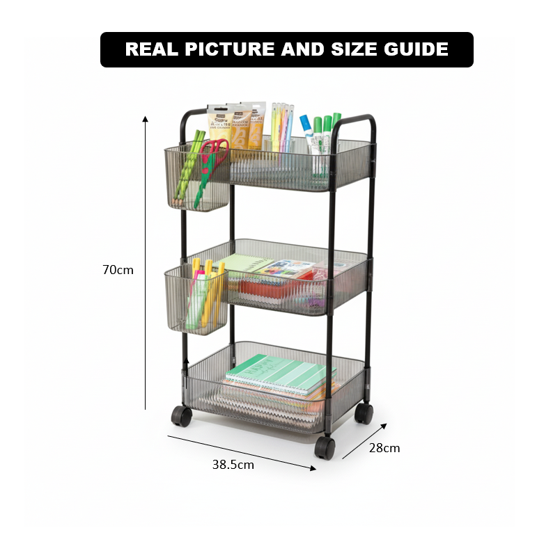 3-Tier Acrylic Utility Rolling Trolley by Limon