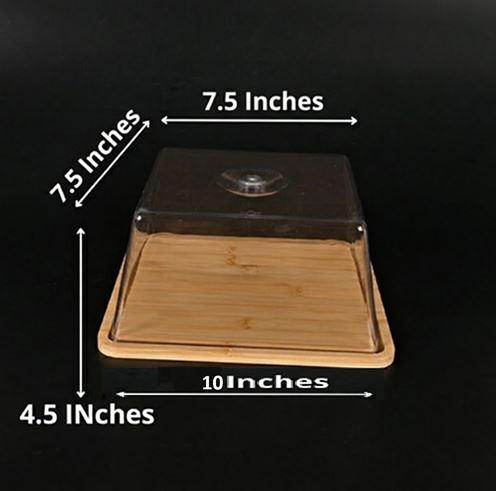 Square Cake Stand with Lid, Bamboo Cake Stand with Dome, Dessert Display Stand with Acrylic Cover for Cheese, Pie, Chips & Dips, Serving Platter with Cover for Kitchen/Party/Wedding/Birthday