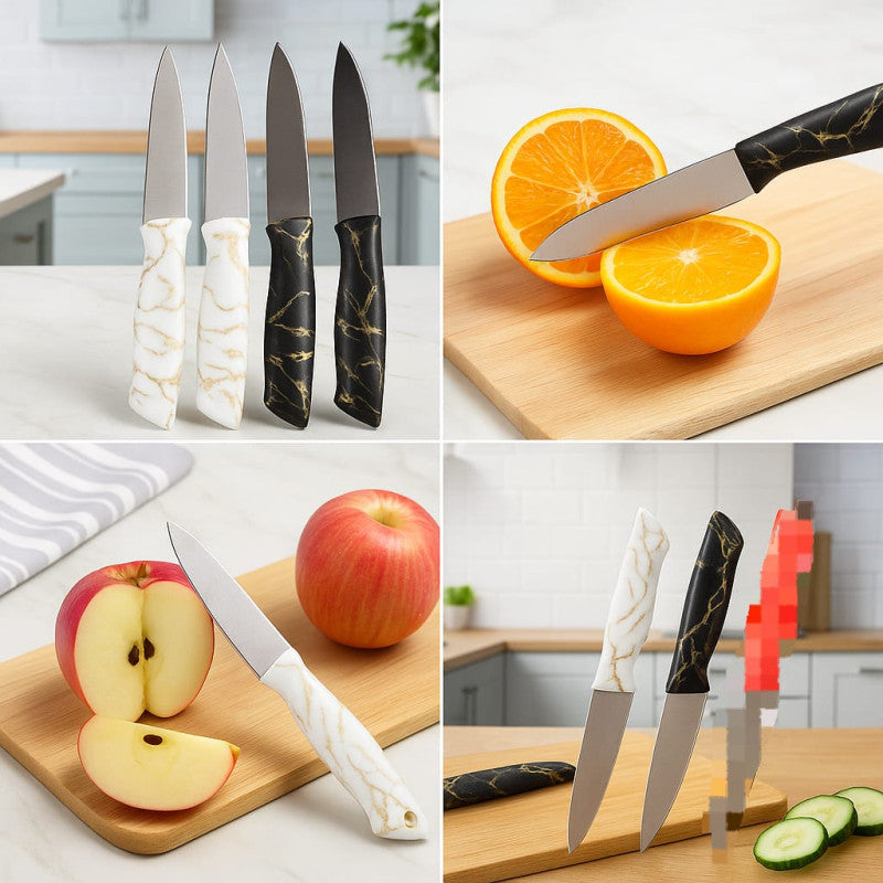 Elegant Marble Handle Knife Set – 4-Piece