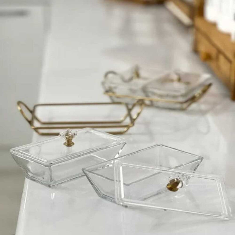 Limon Signature Rectangular Snack Serving Tray Set – Elegant Multi-Compartment Appetizer & Dry Fruit Server | Adornia.pk