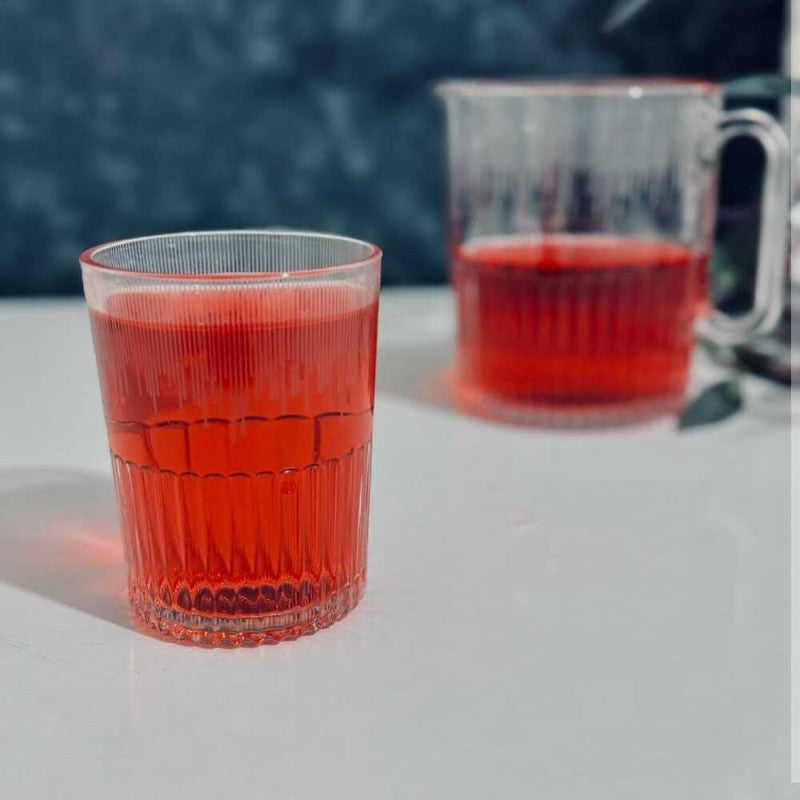 CrystalServe Ribbed Glass Pitcher & Drinking Glasses Set – Elegant Beverage Serveware | Adornia.pk