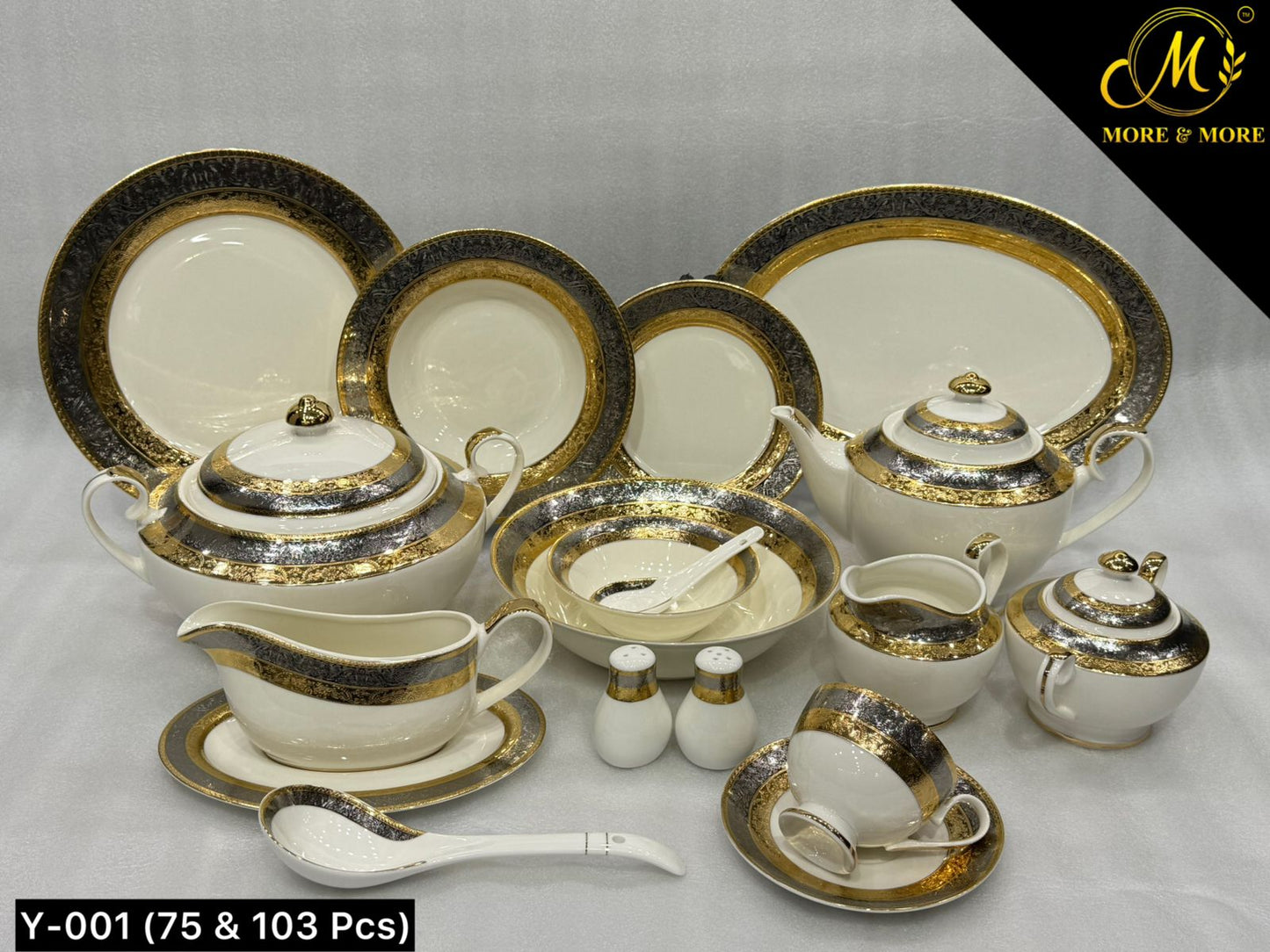Imported Yamasen Japan–Inspired Luxury Gold-Plated Dining Set – Premium 75 & 103 Piece Collections for 8 and 12 Persons Servng