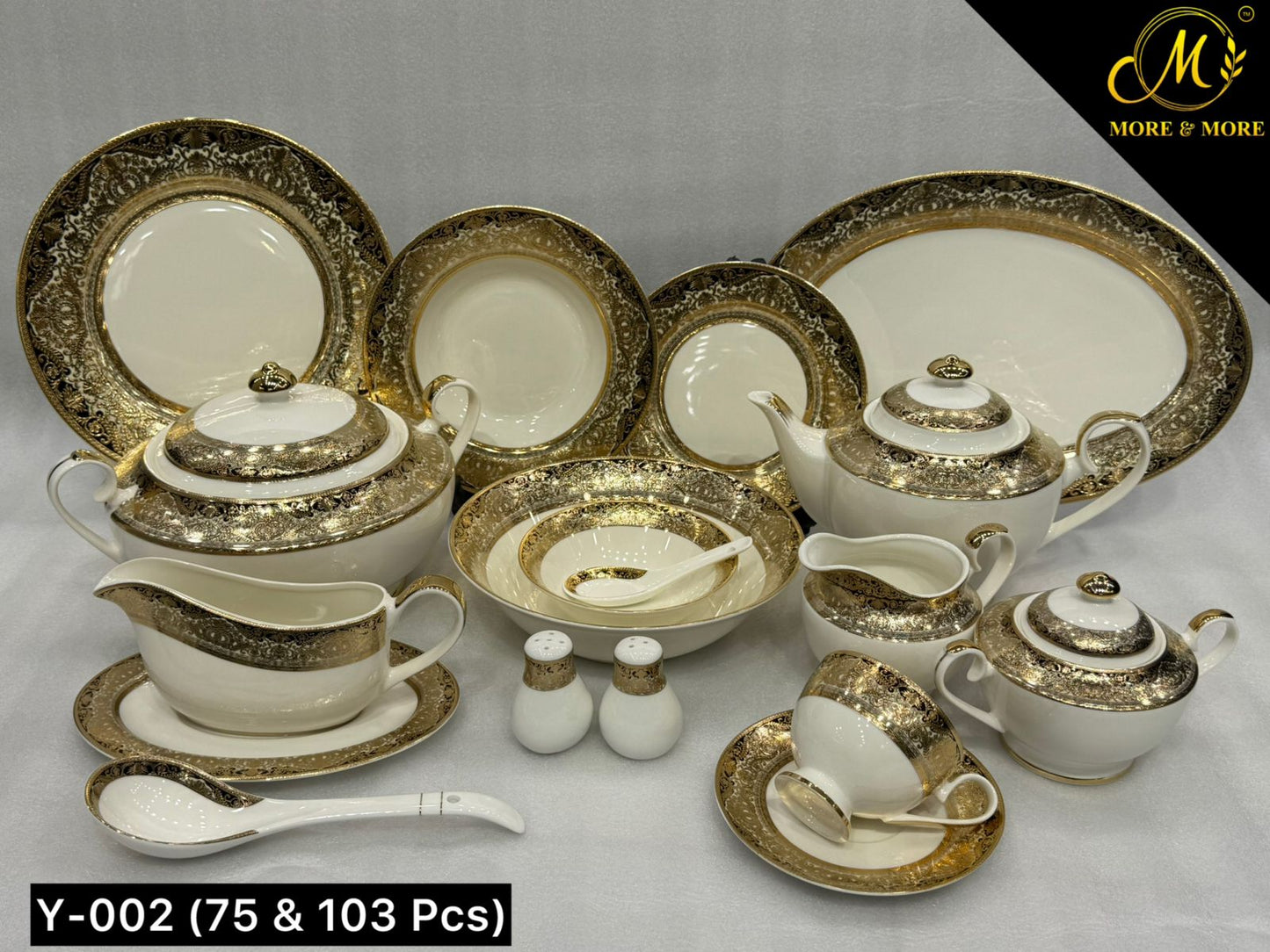 Yamasen Japan-inspired Royal Heritage 75/103 Pcs Luxury Dinnerware Set – Gold Edition