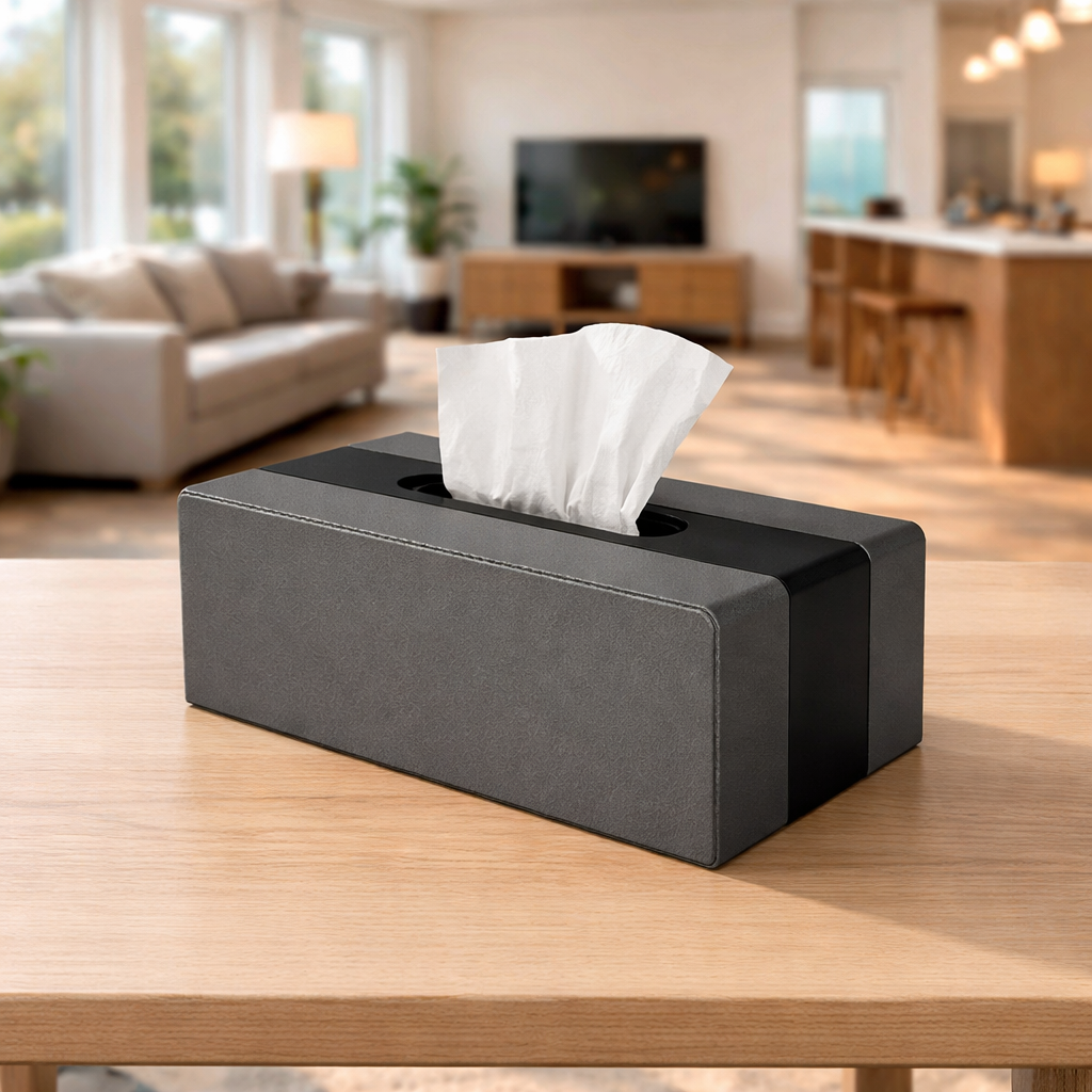 Premium Grey & Black Tissue Box