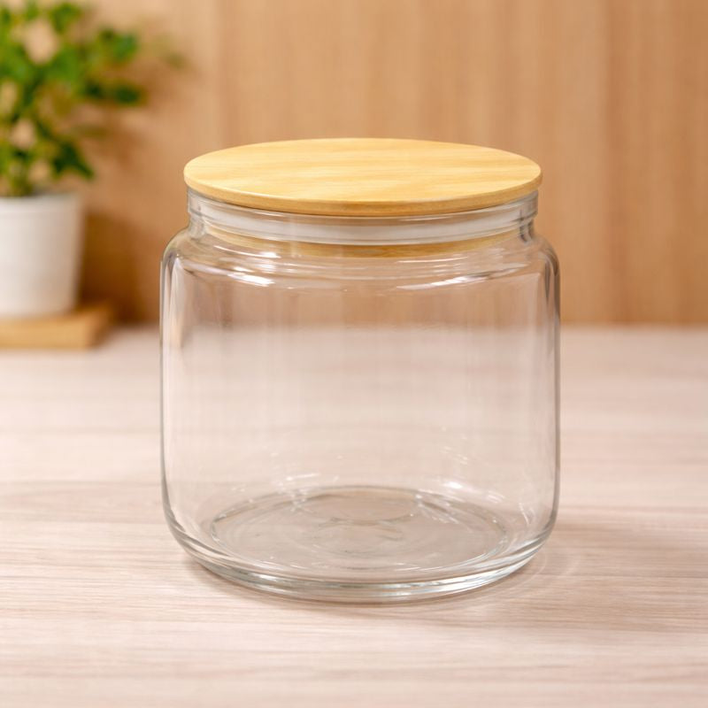 Glass Storage Jar with Wooden Lid – 800ml