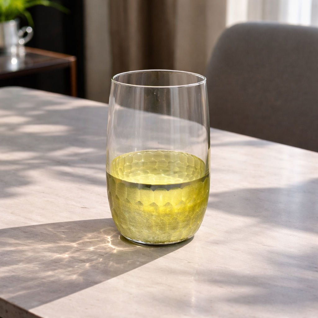 Golden Bottom Crystal Glass - Oval | 6 Pcs