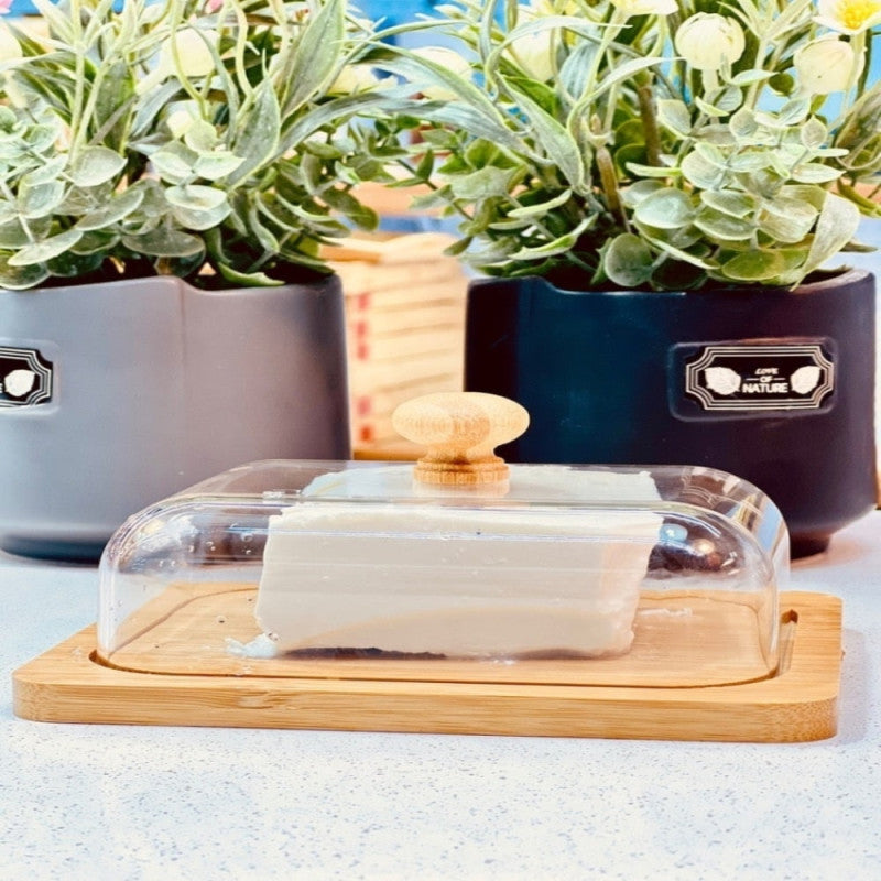 Limon MultiServe Wooden Storage Keeper with Clear Acrylic Lid – Elegant Snack & Dry Food Organizer | Adornia.pk