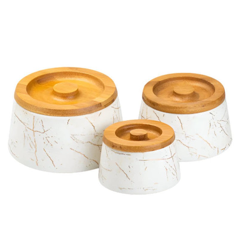 Ceramic Containers with Bamboo Lid 3 Pcs jars