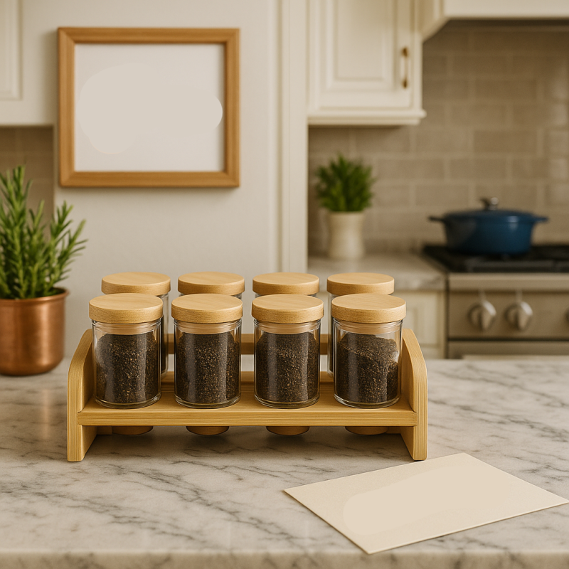 Luxury 8 Glass Jar Set with Stand – Kitchen Organizer