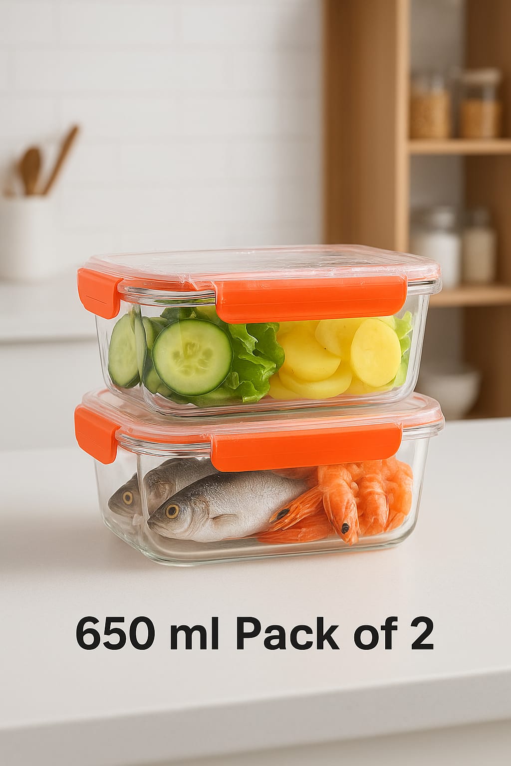 Borosilicate Rectangular Glass Bowl – Pack of 2