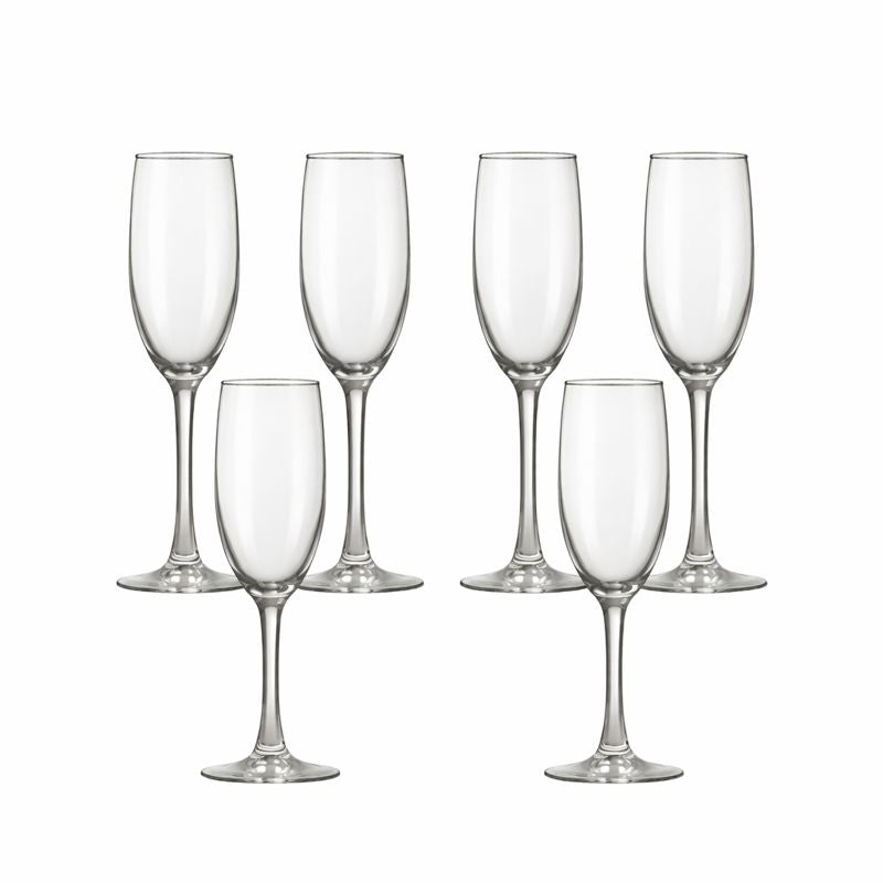 6-Piece Elegant Stem Glass Set – Classic Clear Glassware