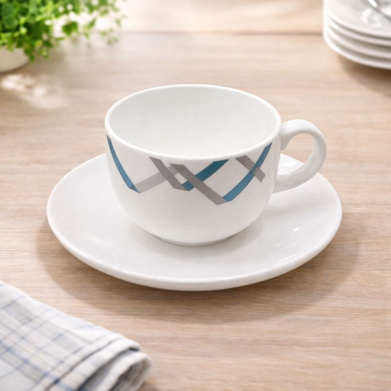 6PCS Cup & Saucer Elegant Blue – Modern Ceramic Tea & Coffee Set