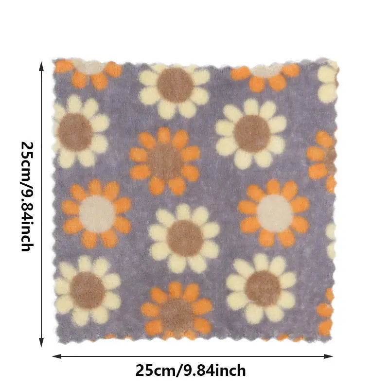 Floral Pattern Soft Cotton Face Towels – Absorbent & Quick-Dry Washcloths for Bathroom & Travel (Set of 5)
