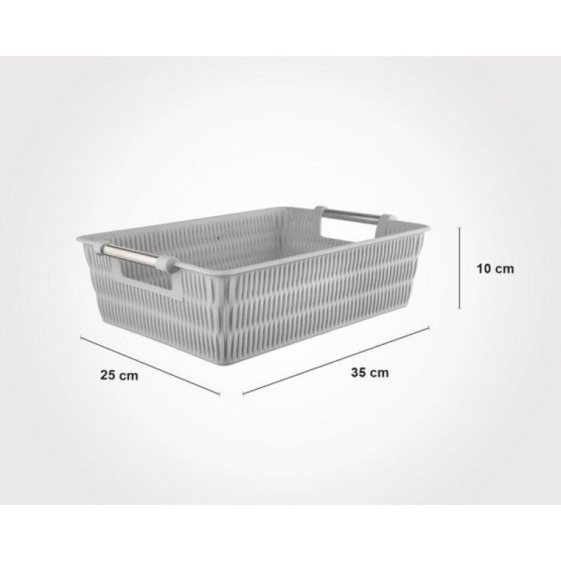 Limon Multipurpose Rectangular Bamboo Basket with Steel Handles – Stylish Storage Organizer for Home & Kitchen | Adornia.pk