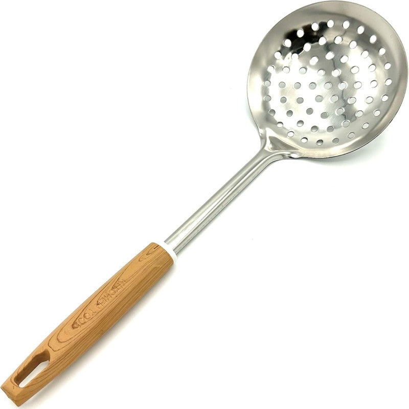 Stainless steel Woden Handel rice with fary spoon.