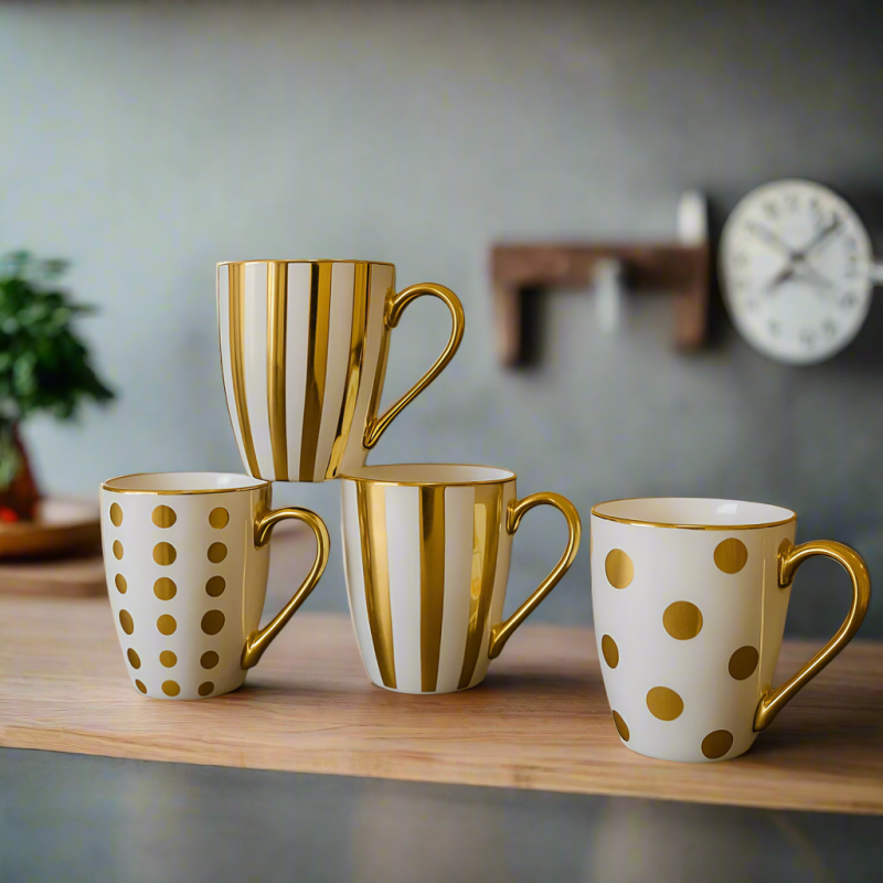 Luxor 400ML Gold Ceramic Mug | Premium Coffee & Tea Cup for Home & Office