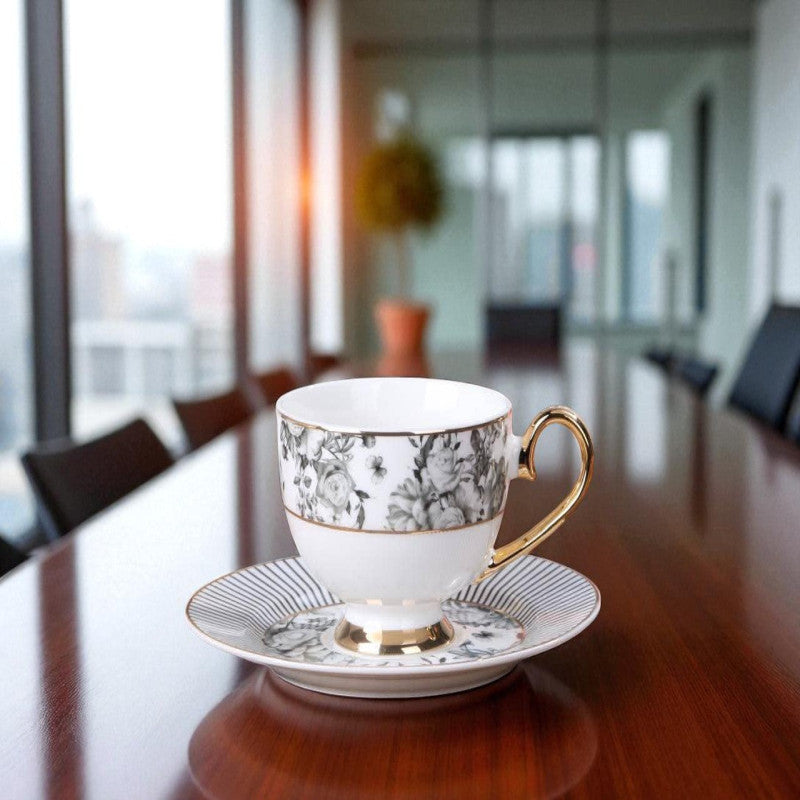 Savor & Serve – Luxury Cups & Saucers 12 Pcs | Premium Porcelain Tea & Coffee Set