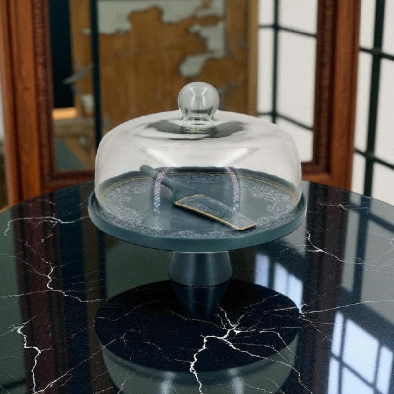 Cake Dish SeaGreen With G- Cover 4c-MK280