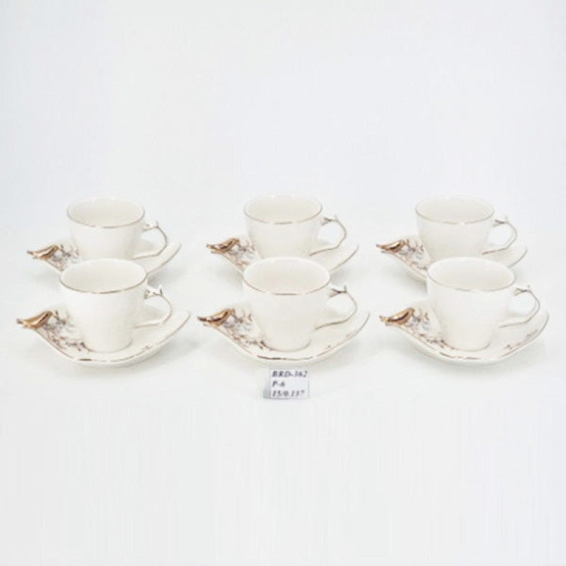 Tea Set – 6 Pcs | Elegant Porcelain Cups & Saucers