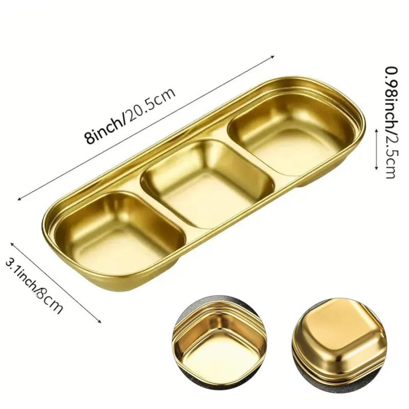 3 Portion Stainless Steel Sauce Tray
