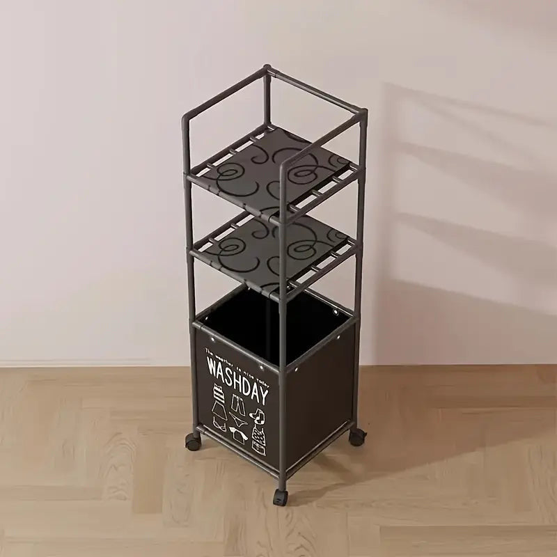 3-Layer Laundry Basket with Wheels | Multi-Tier Clothes Storage Hamper for Bathroom & Bedroom