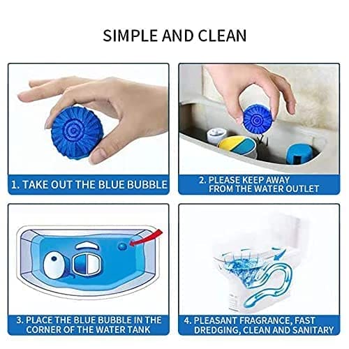 Set Of 10 Blue Bubble Toilet Cleaner, Automatic Flushing Toilet Bowl Cleaner, Toilet Cleaning Tablets, Yellow Dirt Toilet Cleaning Tool, Bathroom Cleaning Ball Tablets, Home Deodorizer Toilet Cleaner