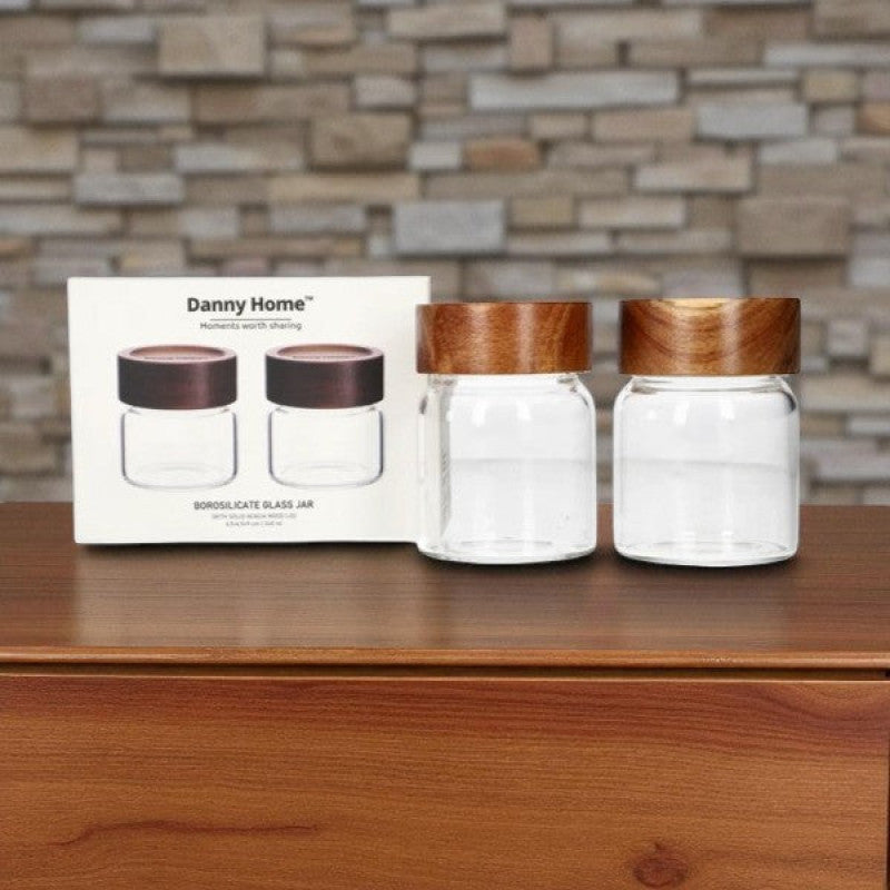 Glass Storage Jar 340ml 2Pcs Set-1966-98