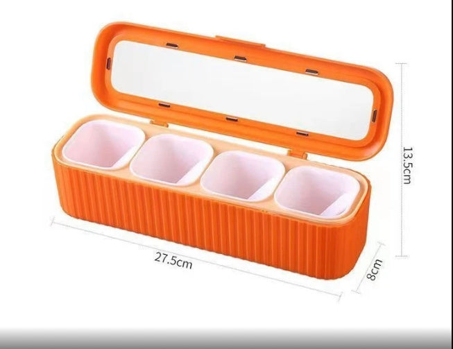 4 Grids Seasoning Spices Box with Spoons