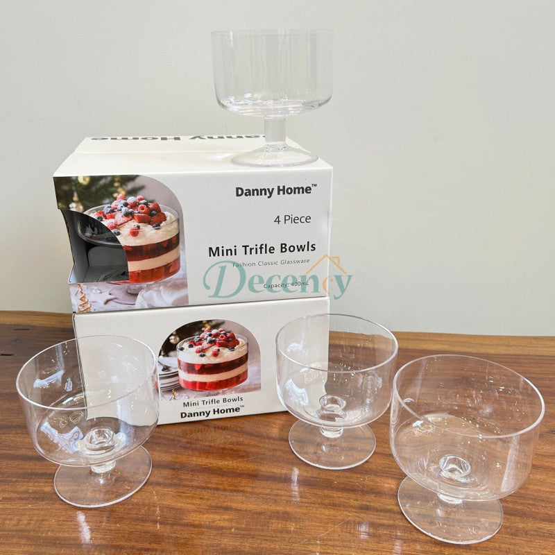 Danny Home Glass Dessert Trifle Bowls 4pcs – 10.5cm