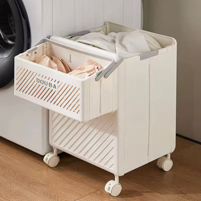 Foldable Clothes Storage Basket with Wheels – Large Capacity Laundry Organizer