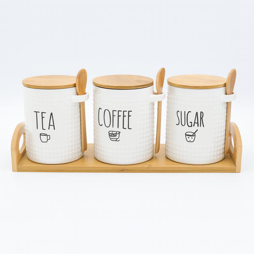 3-Piece Ceramic Jar Set With Spoon