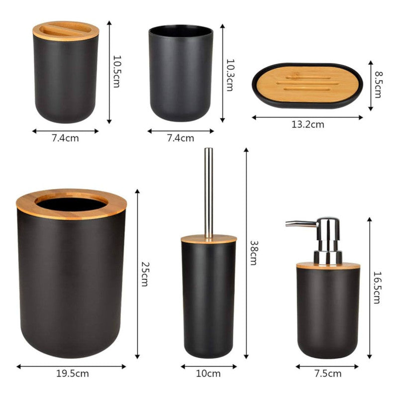 6 Pcs Bathroom Set With Wooden Lid